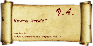 Vavra Arnó névjegykártya
